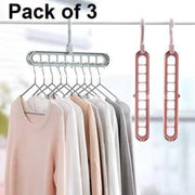 Pack of 3 multi-functional hangers with clothes