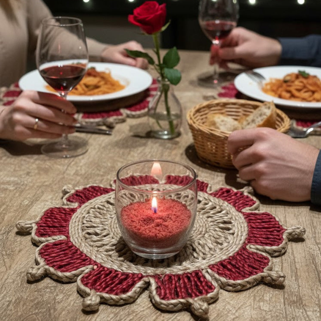 Meltique red sand wax candle